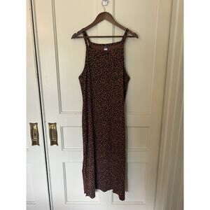 Old Navy Animal Print Tank Midi Dress Womens Size XXL Brown Black Comfort